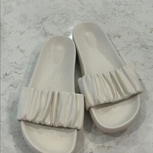 J. Crew Cream Slide Sandals